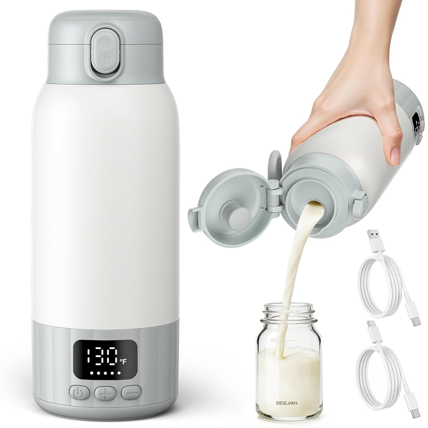 Calentador de botellas portátil para viajes de leche materna 17 onzas
