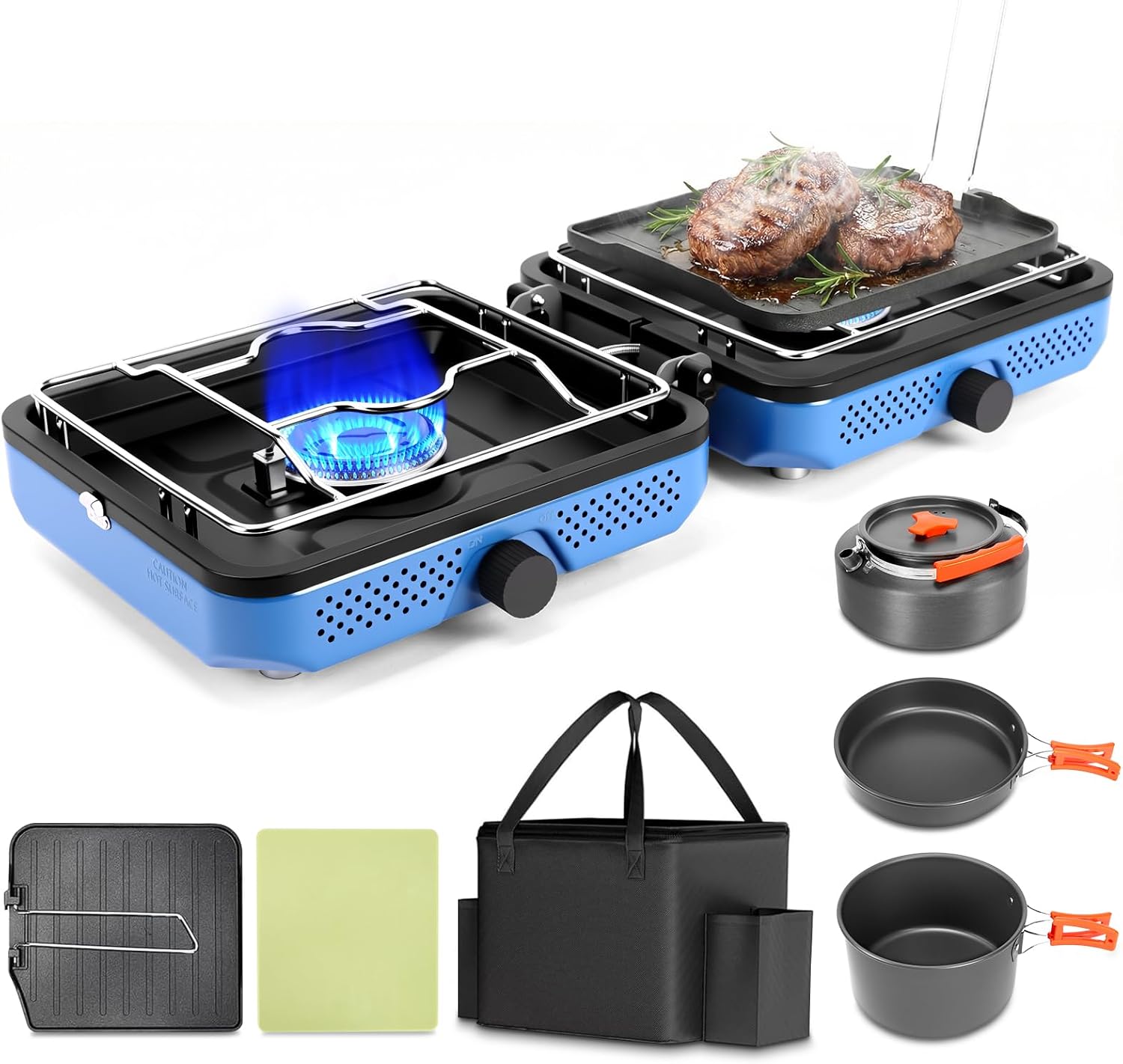 Hisencn Estufa Camping 2 Quemadores Kit Cocina