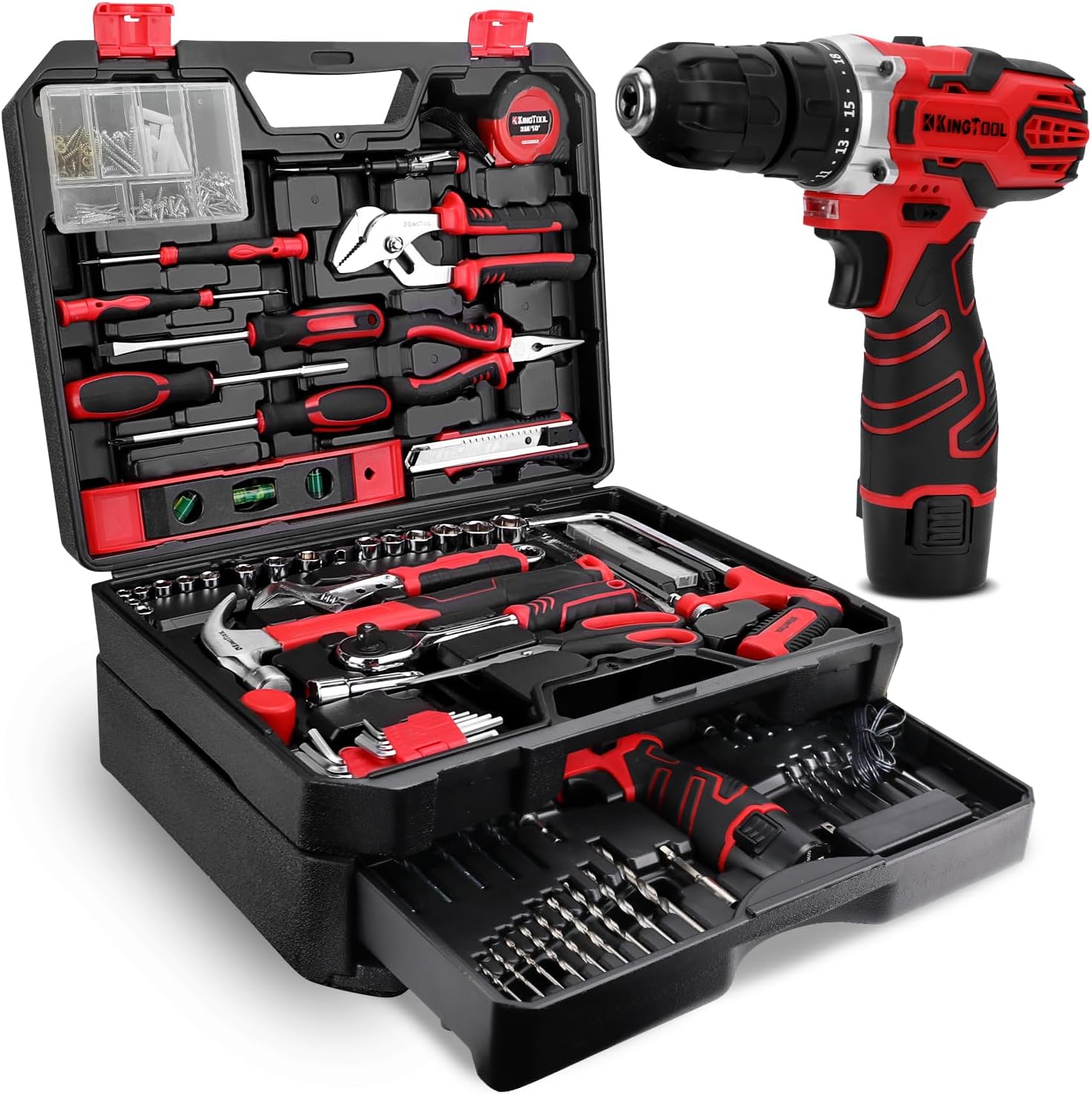 KingTool Kit Herramientas 276 Piezas con Taladro 12V
